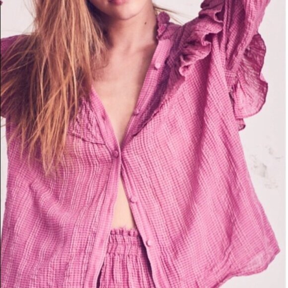 Loveshackfancy Erica Cotton Top pink large l Love shack fancy - Picture 2 of 6